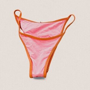 L*space Pink and orange colorblock Tommy high string bikini bottoms sz S